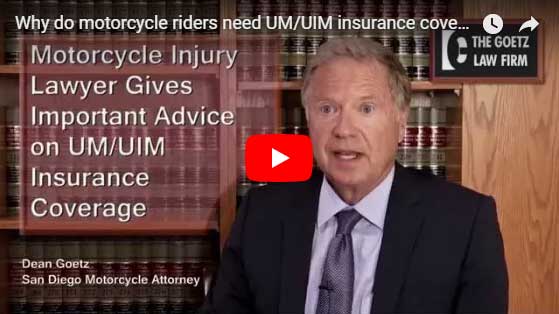 watch the video where Dean explains why it is important for motorcycle riders to get uninsured and underinsured coverage for their motorcycle insurance, UIM, UM.